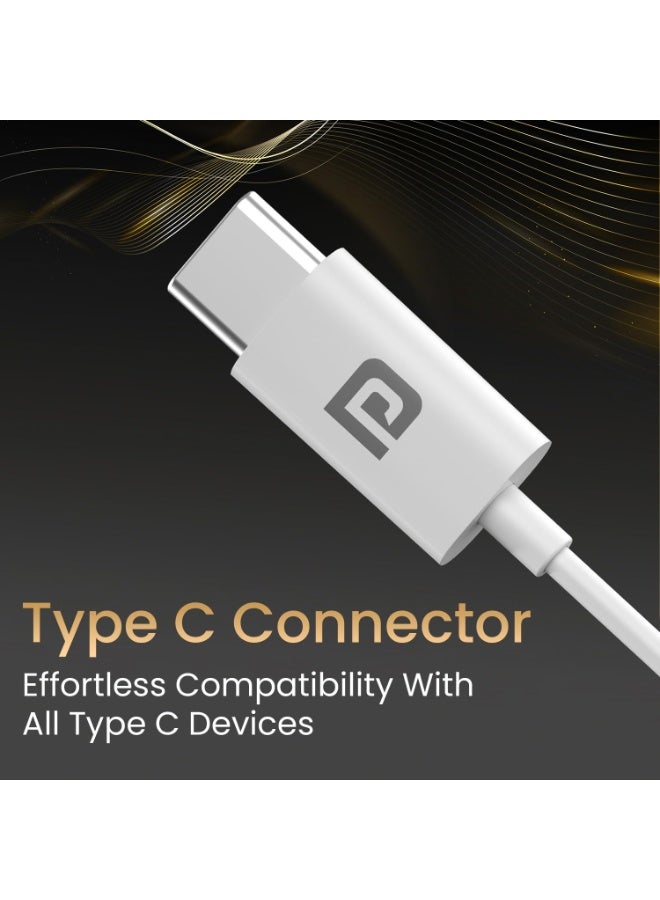 بورترونيكس Portronics Conch Theta C in Ear Type C Wired Earphones with in Line HD Mic, Powerful Audio, 14.2mm Driver, Unique Earbuds Design, TPE Anti Tangle Wire, in line Controls, Wide Compatibility(White) - Image 2